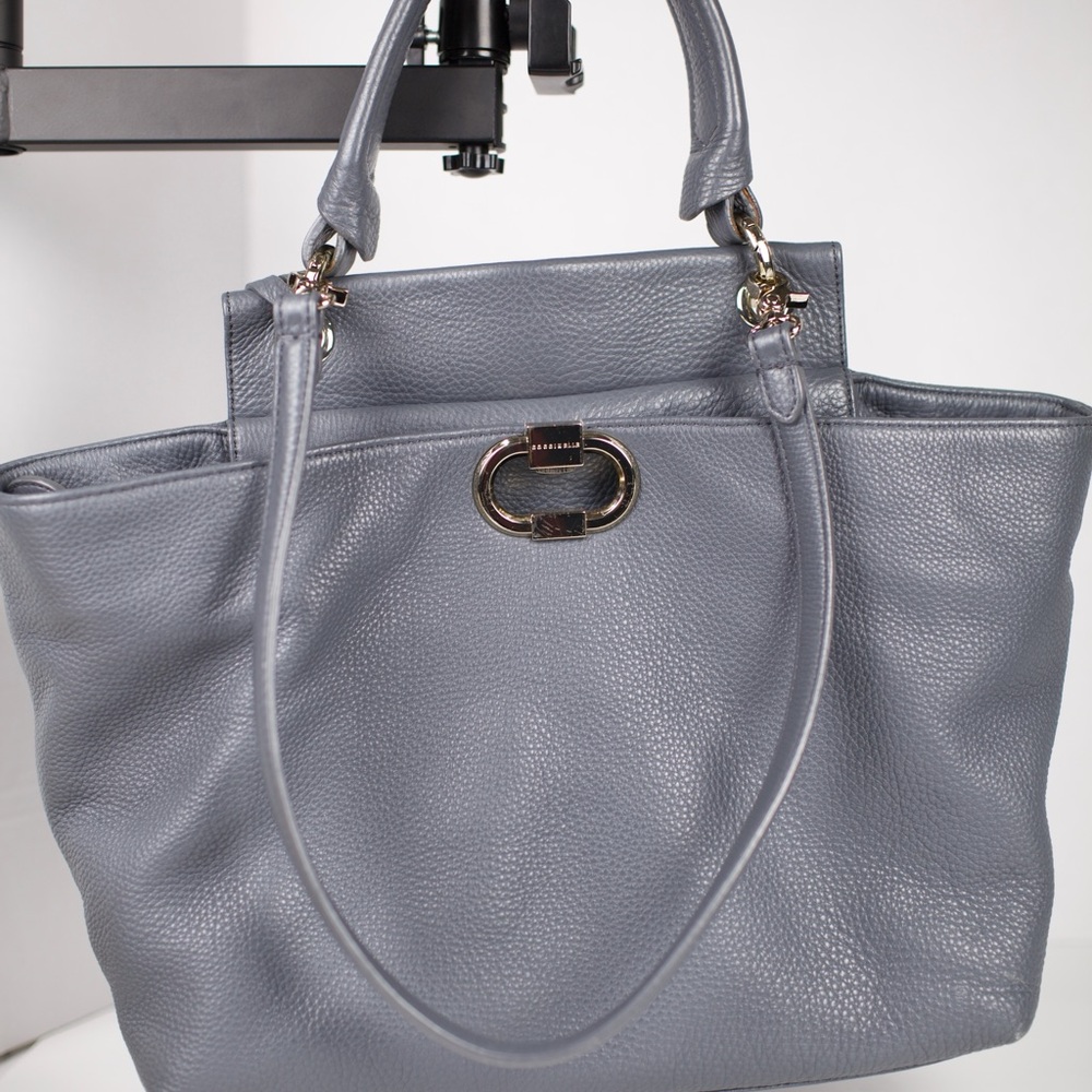 Elegant Gray genuine Leather Tote Bag